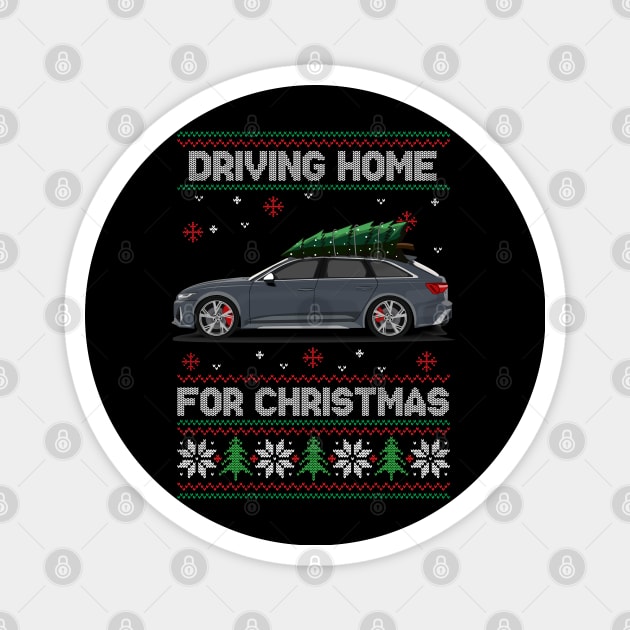 Funny Ugly Sweater - Driving Home For Christmas - RS6 Car Magnet by Automotive Apparel & Accessoires